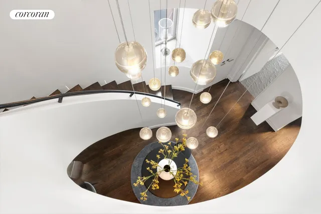 a view of a chandelier