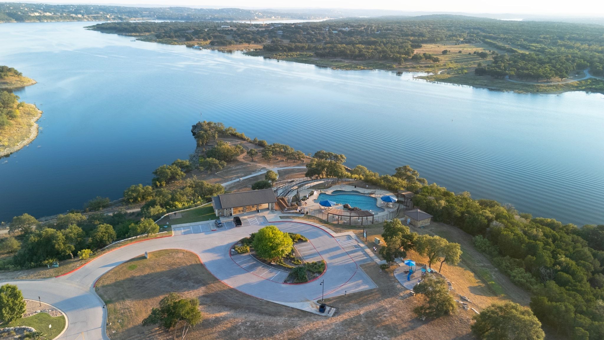 7804 Pace Ravine Drive Lago Vista, TX 78645 - Photo 34 of 34 an aerial view of a house with a lake view