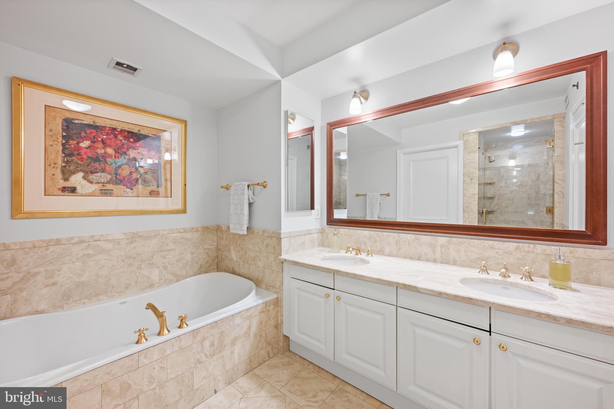 1155 23rd Street Northwest, Unit 6C Washington, DC 20037 - Photo 22 of 32 a bathroom with a tub a sink and mirror