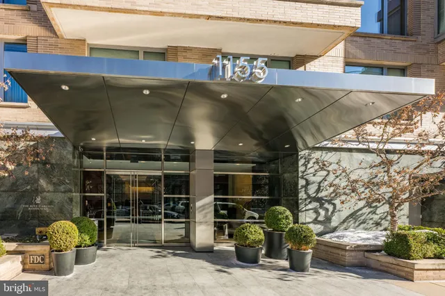 a front view of a building with street