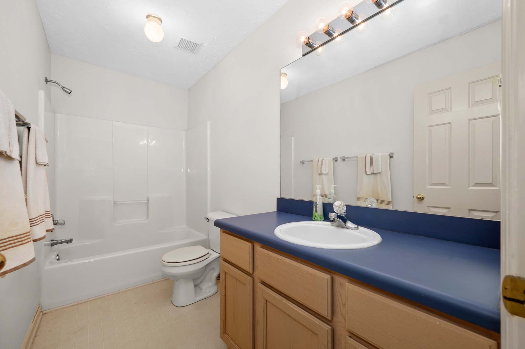 3624 Burwick Place Antioch, TN 37013 - Photo 19 of 31 a bathroom with a sink a toilet a mirror and shower