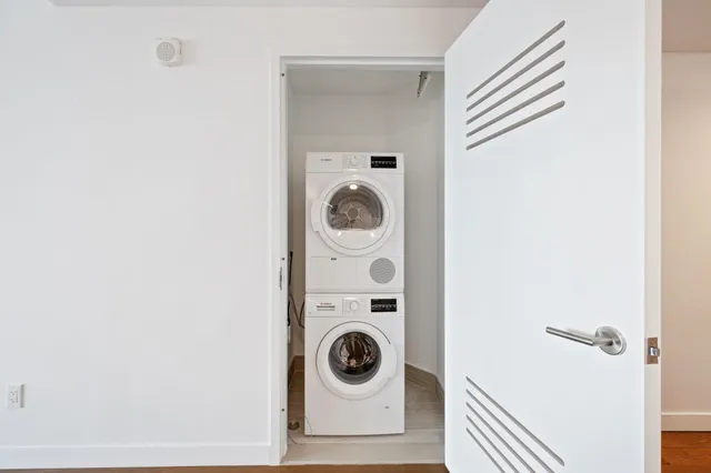a utility room with dryer and washer