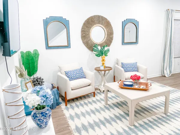 a living room filled with furniture