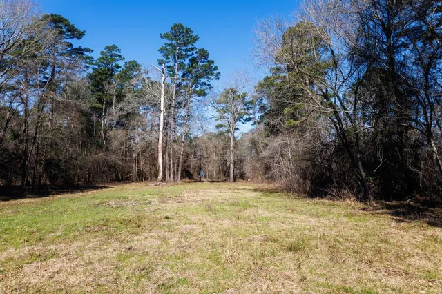 a view of a yard with a table and a chairs