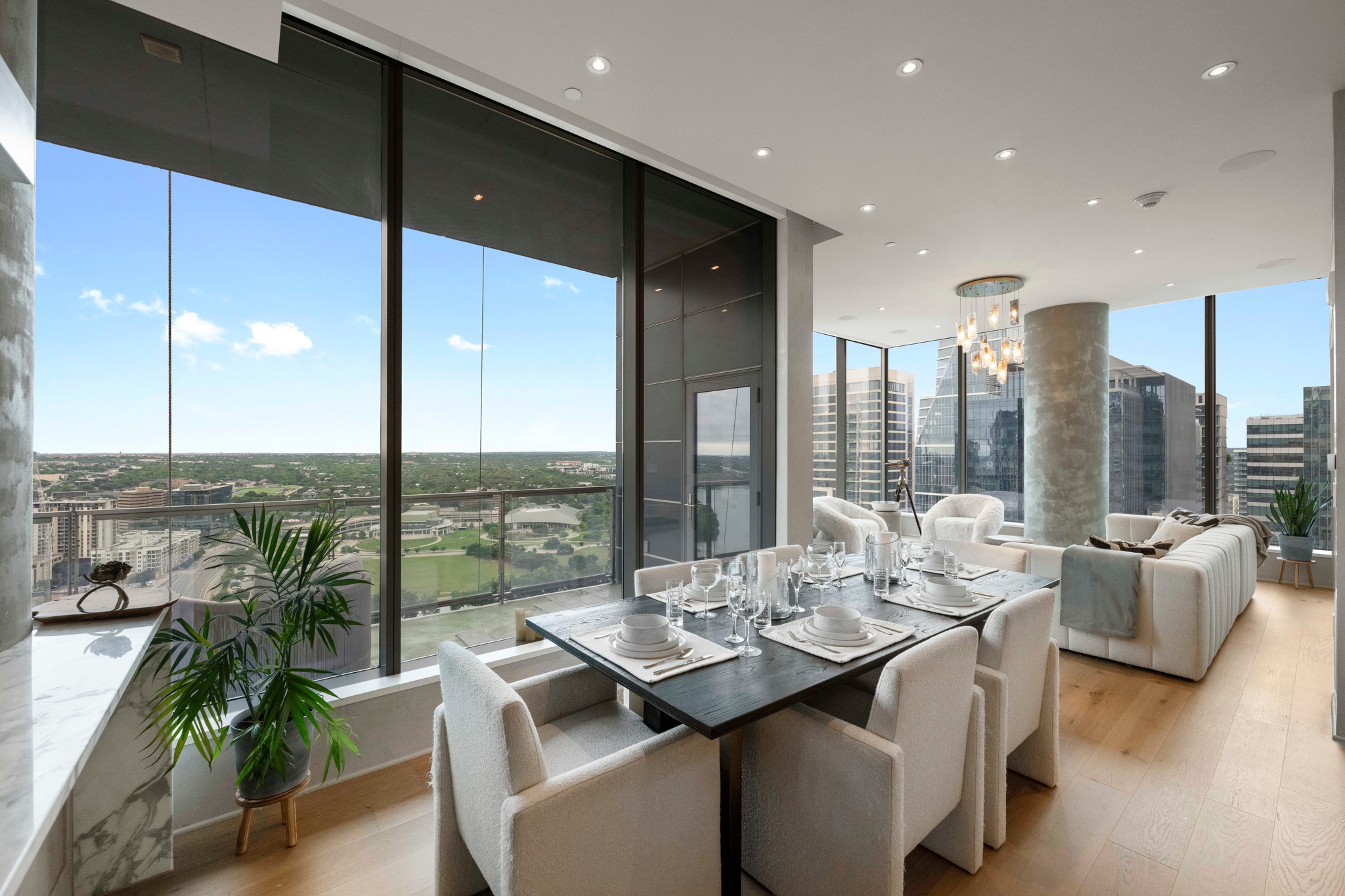 210 Lavaca Street, Unit 2706 Austin, TX 78701 - Photo 3 of 32 Open-concept living space with extensive floor-to-ceiling windows