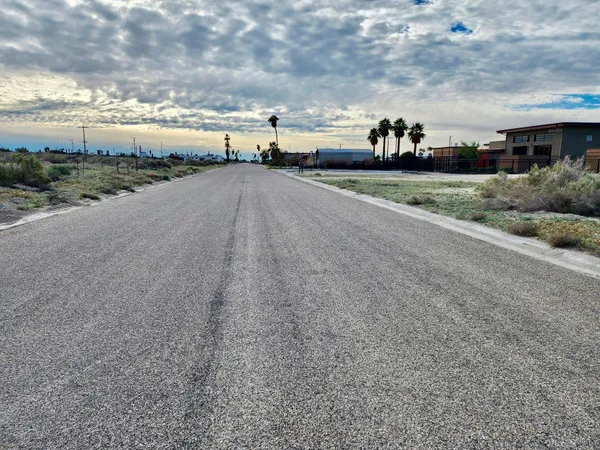 a view of a dry yard with lots of green space