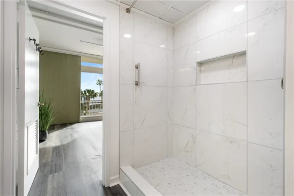 a bathroom with a shower