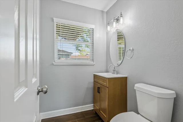 a view of a swimming pool with a garden