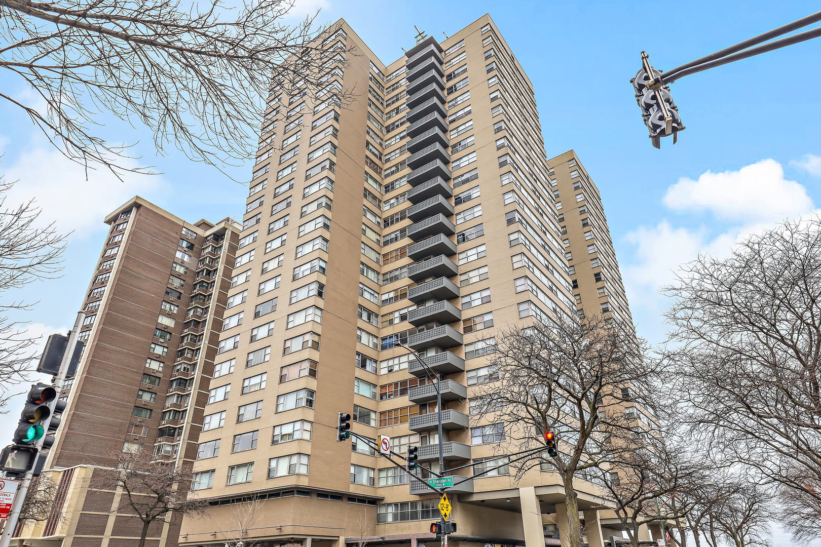 a front view of a building