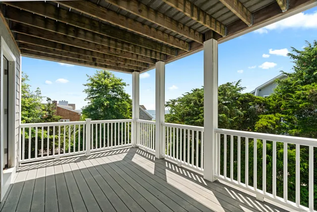 a view of a wooden deck