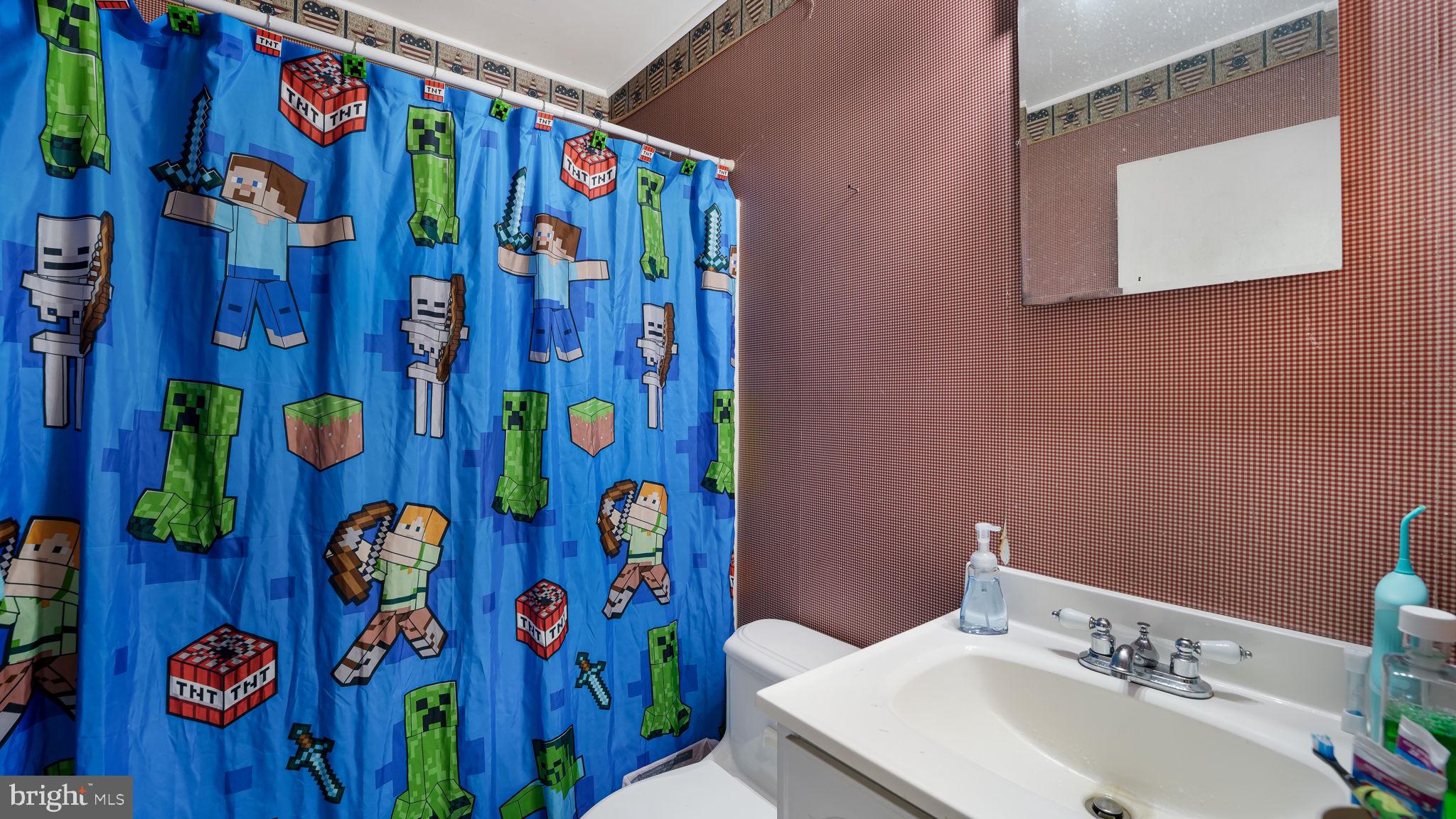 52 Post Lane Levittown, PA 19054 - Photo 18 of 26 a bathroom with a sink and a curtain