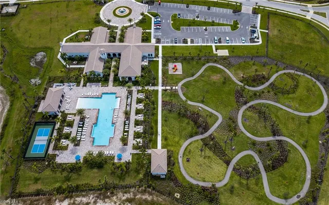 an aerial view of a highlighted house