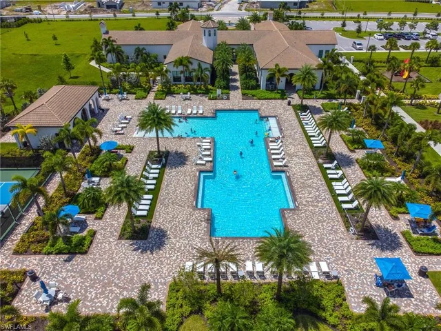 an aerial view of a house with a garden