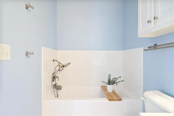 a bathroom with a bathtub