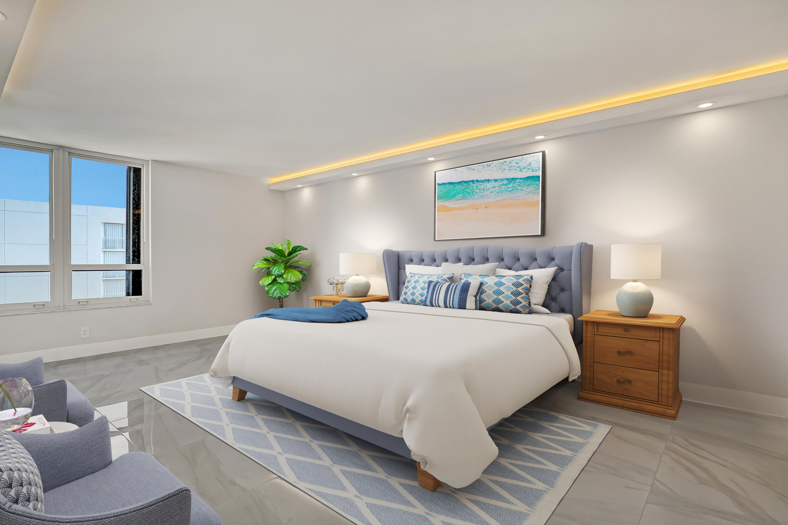 3610 South Ocean Boulevard, Unit 508 South Palm Beach, FL 33480 - Photo 35 of 65 a bedroom with a bed and window