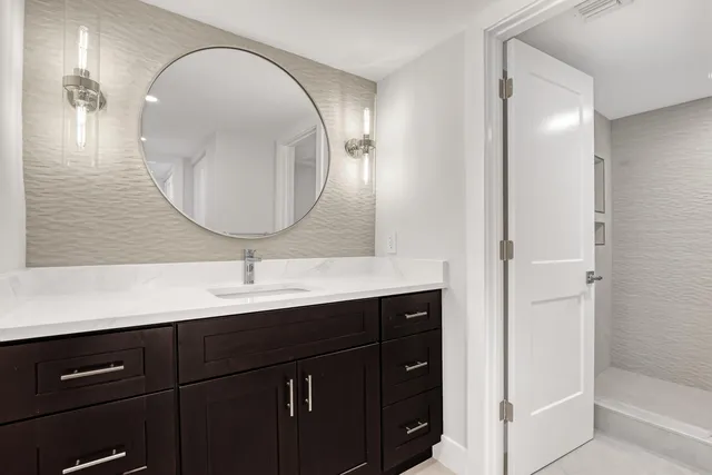 a view of a balcony from a door