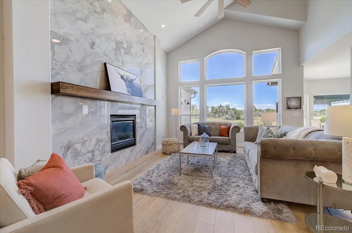 6063 South Eagle Street Centennial, CO 80016 - Photo 2 of 40 a living room with furniture fireplace and a large window