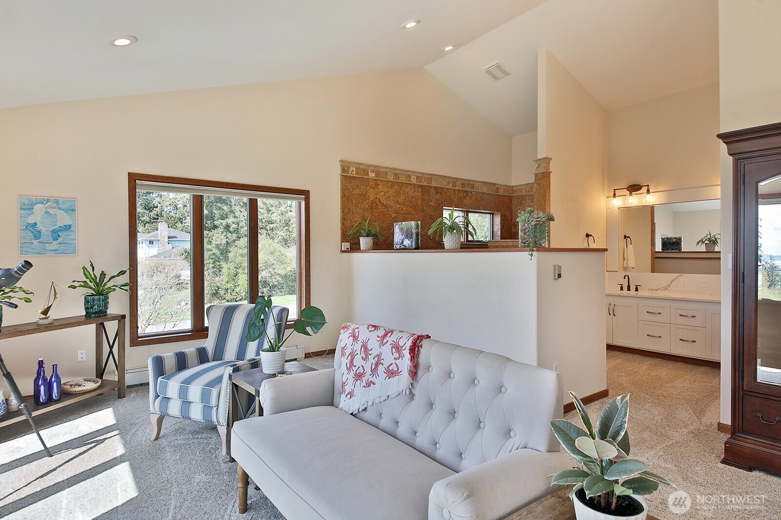 5741 Crow Haven Road Langley, WA 98260 - Photo 30 of 40 a living room with furniture and a large window