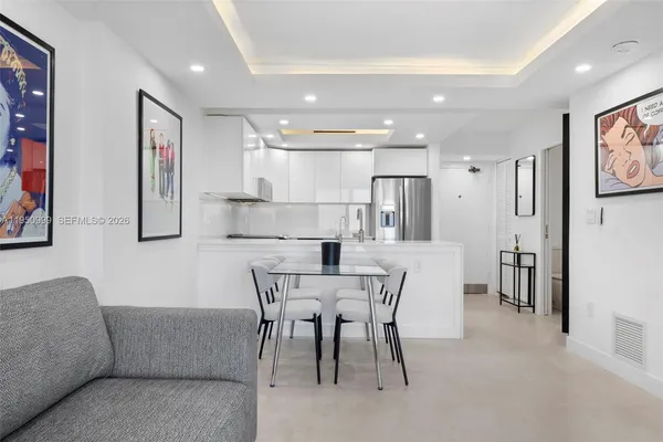 a view of a dining area with furniture