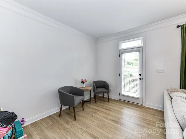 a workspace with furniture and a window