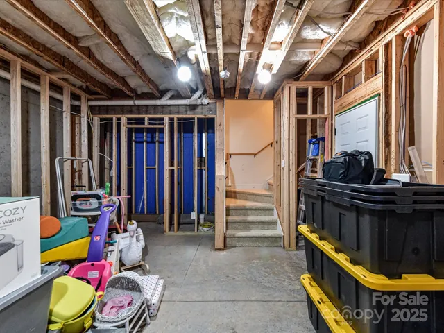 a storage room with furniture