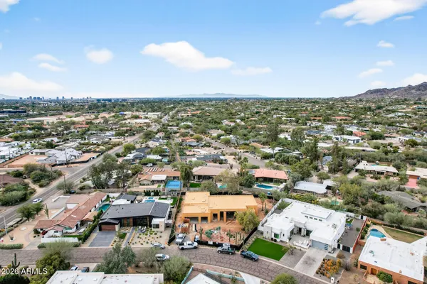 an aerial view of a city