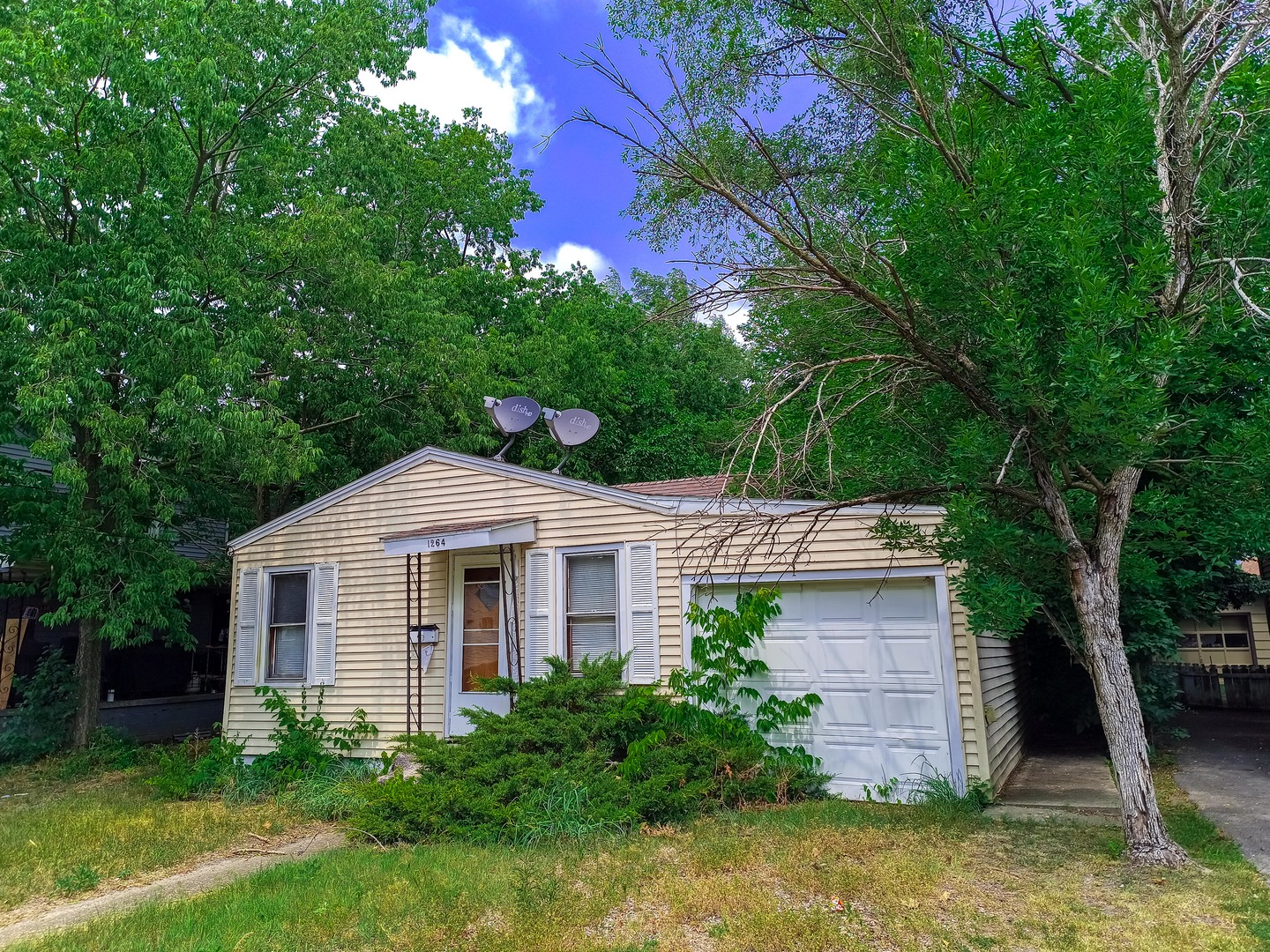 front view of a house with a yard