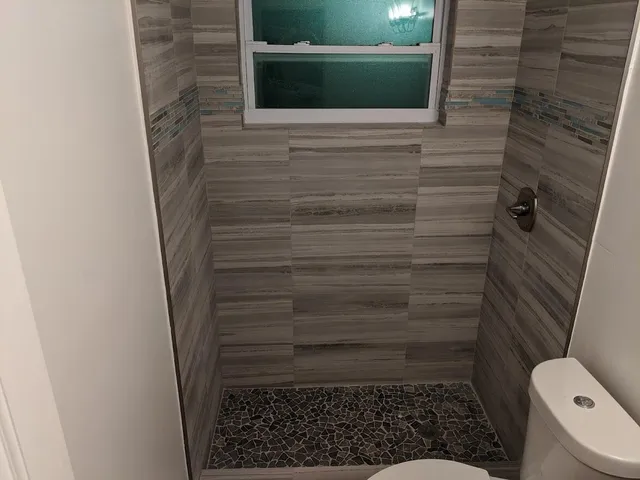 a bathroom with a shower