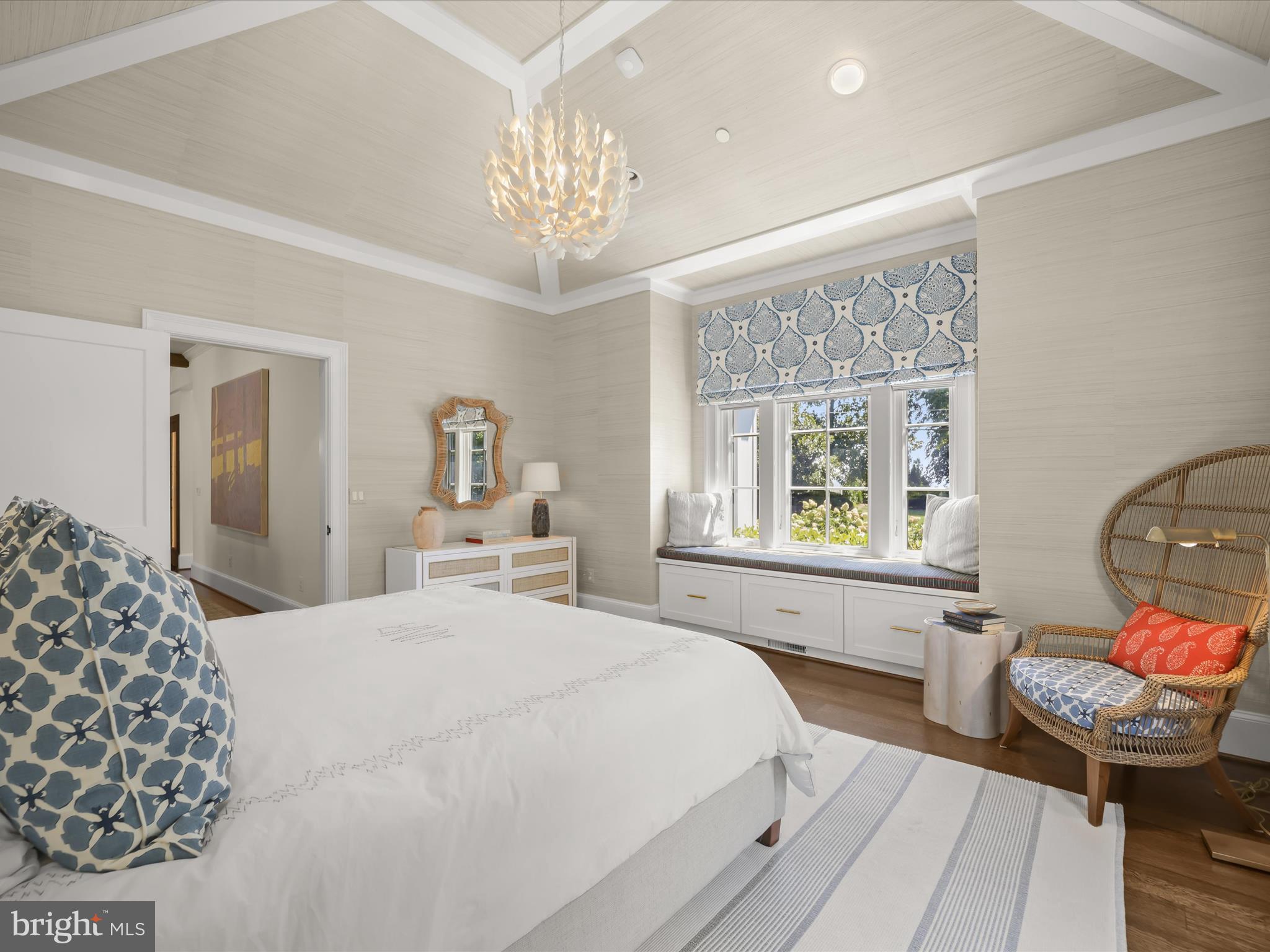 628 Ayrlie Water Road Gibson Island, MD 21056 - Photo 21 of 57 Bedroom w/ fabric wallpaper on walls and ceiling