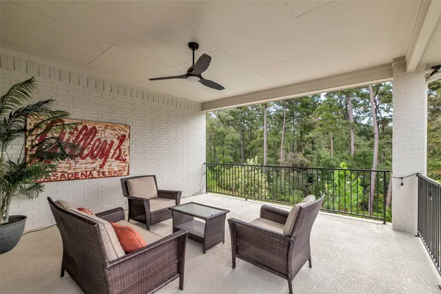 a outdoor living space with furniture and a window