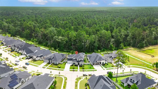 an aerial view of a house