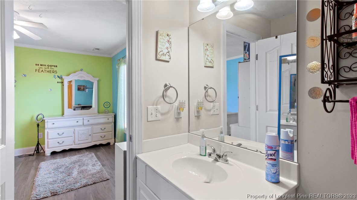517 St Thomas Road Fayetteville, NC 28311 - Photo 35 of 47 a bathroom with a tub sink and mirror