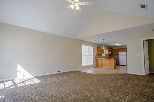a view of a livingroom with a fireplace