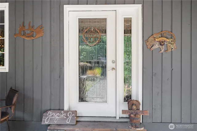 a front view of a house with a window