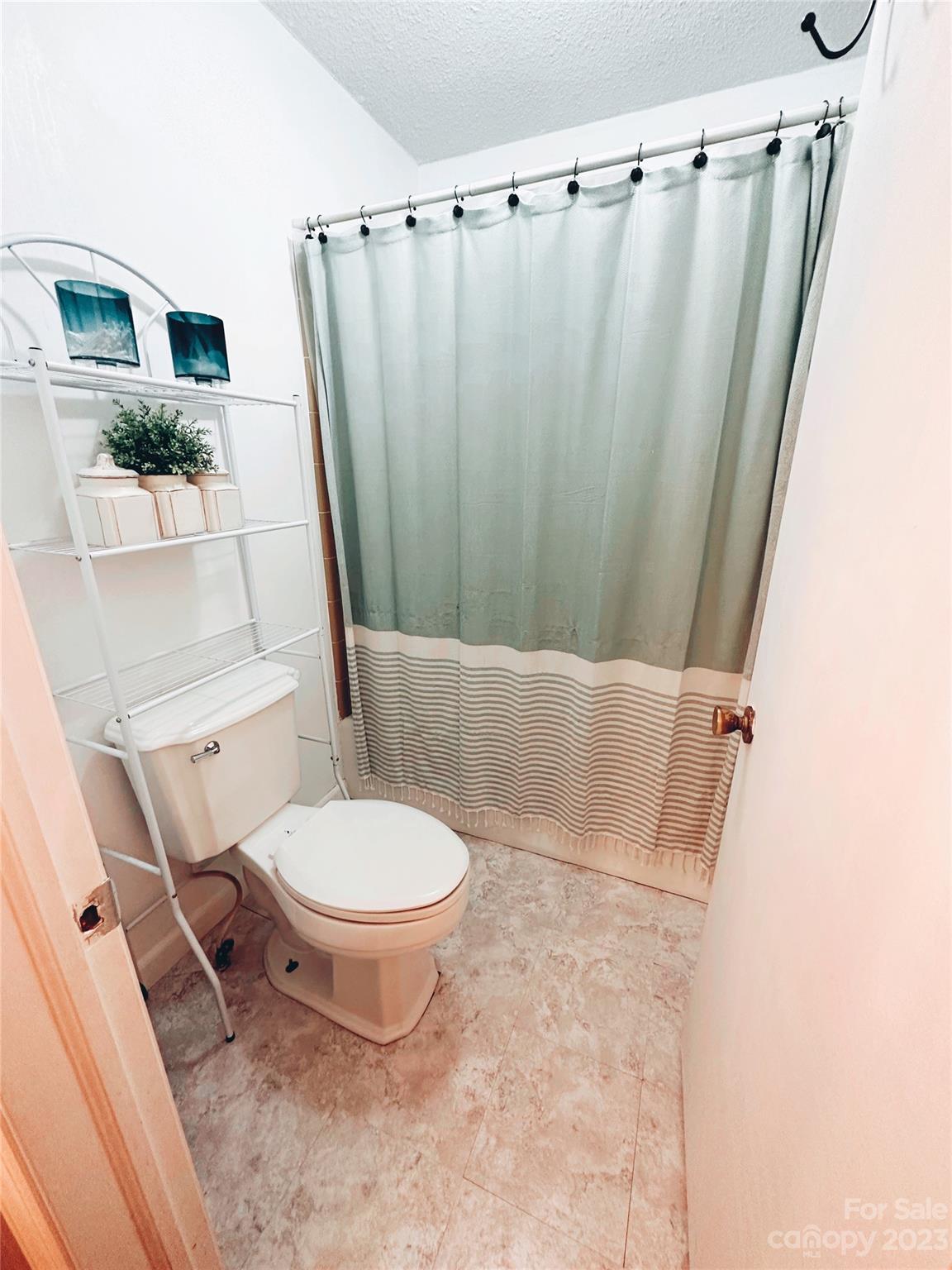 131 Mozelle Road Cherryville, NC 28021 - Photo 8 of 23 a white toilet sitting next to a shower curtain