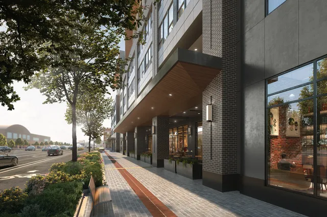 a view of a city & an trees