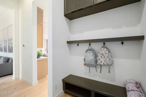 a utility room with cabinets