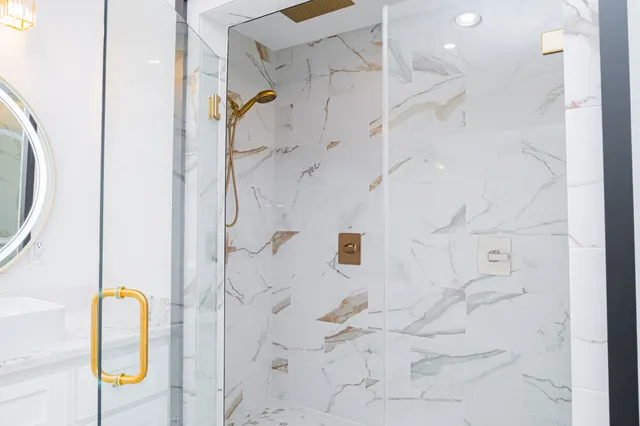 a bathroom with a shower