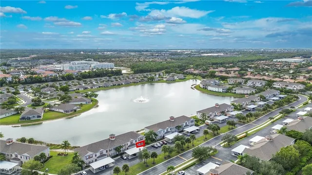 a view of a lake with a city