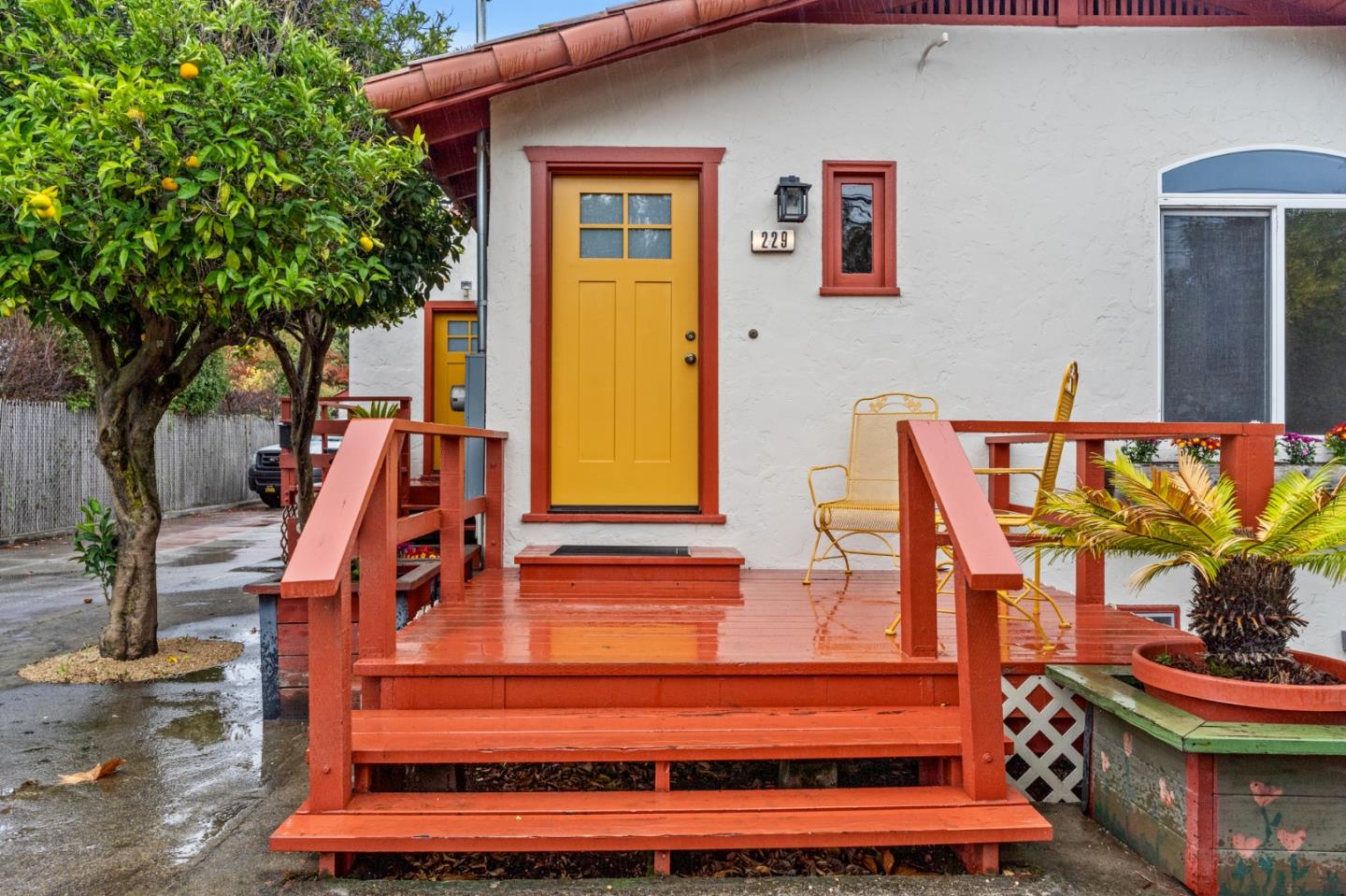 a view of outdoor space with seating area