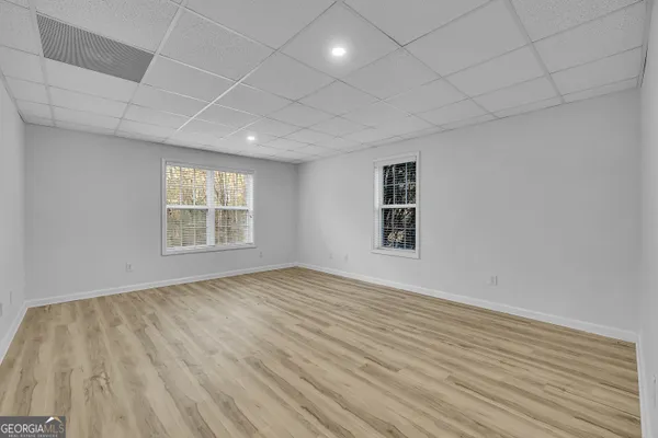 an empty room with windows