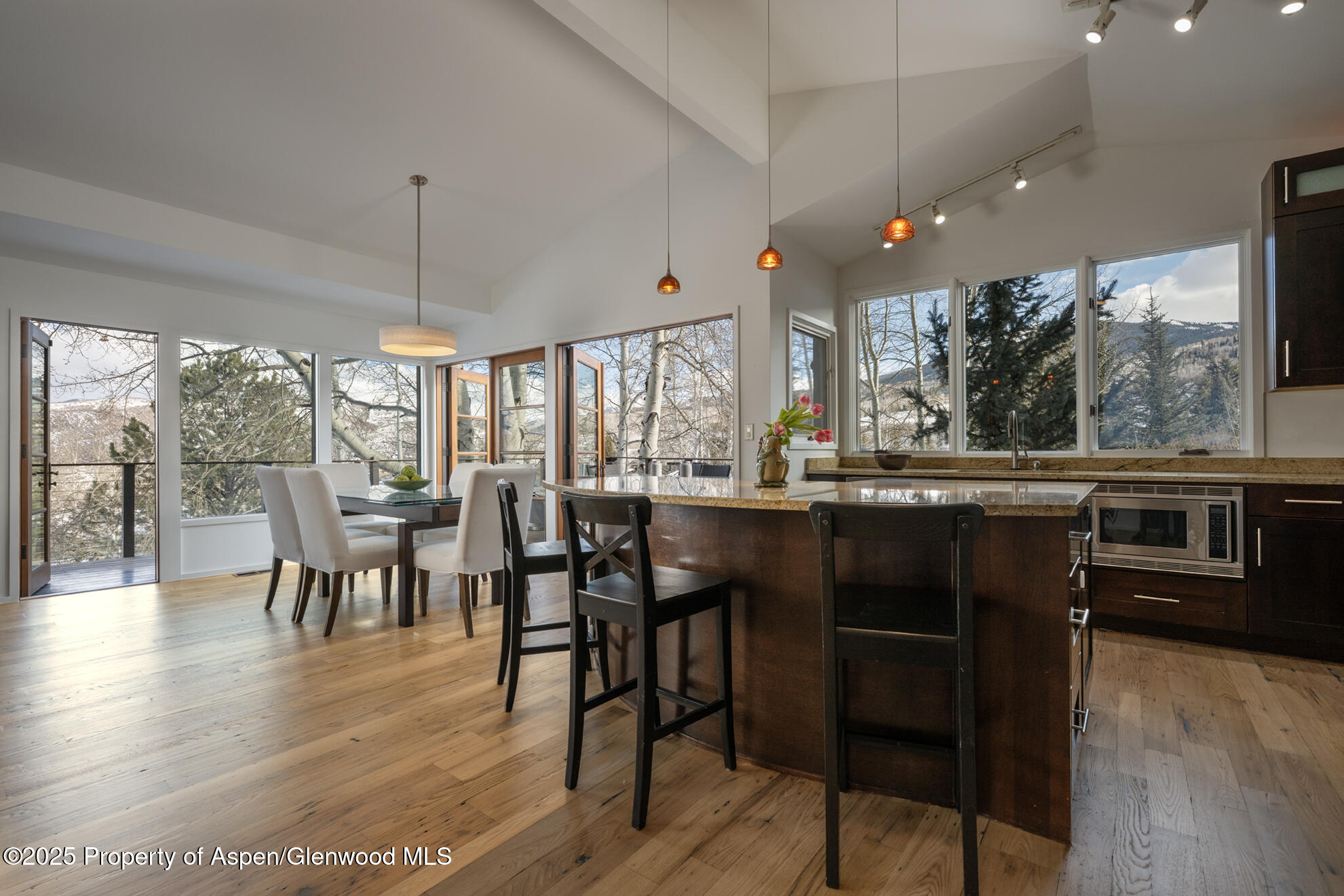 287 Meadow Road Snowmass Village, CO 81615 - Photo 13 of 20 a view of a dining room with furniture window and wooden floor