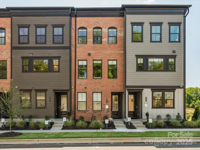 a front view of a brick building