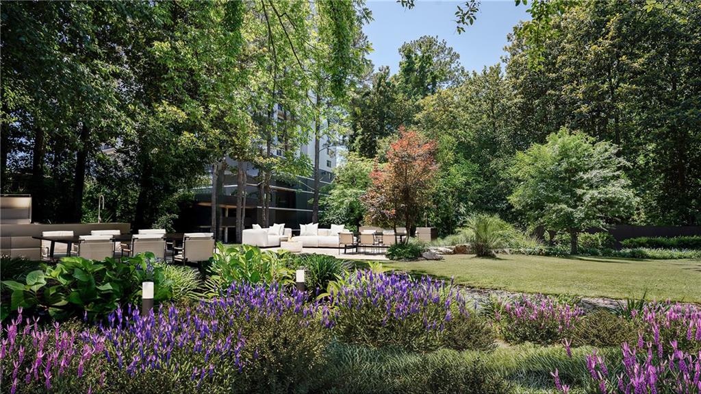 2460 Peachtree Road Northwest, Unit 304 Atlanta, GA 30305 - Photo 10 of 15 a view of a garden with sitting area