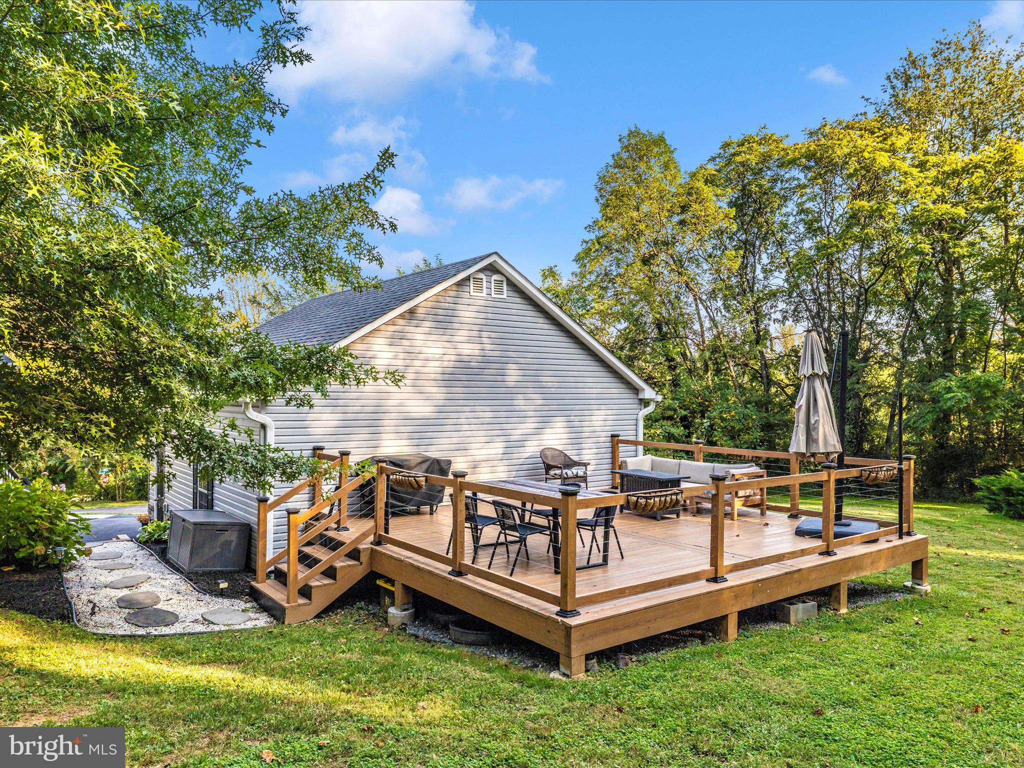 4533 Mountville Road Frederick, MD 21703 - Photo 53 of 70 a view of a wooden deck with a bench and a fire pit