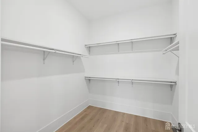 a view of an empty walk in closet