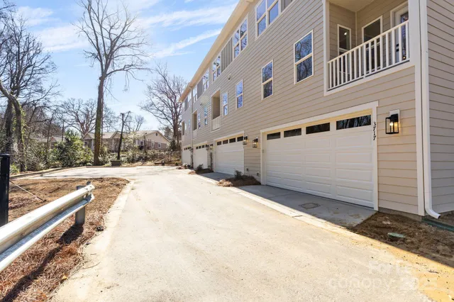 a view of a building with a snow