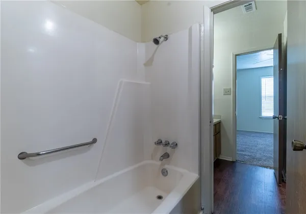 a bathroom with a bathtub
