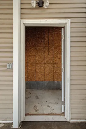a view of a wooden door