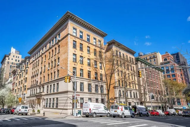 a view of a building and a street
